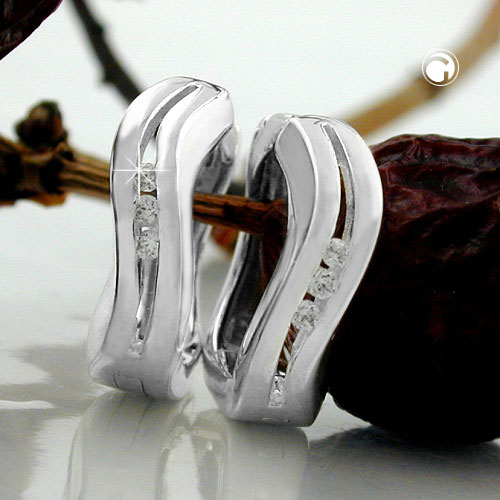 Créoles fines argent sterling zirconias vue de face