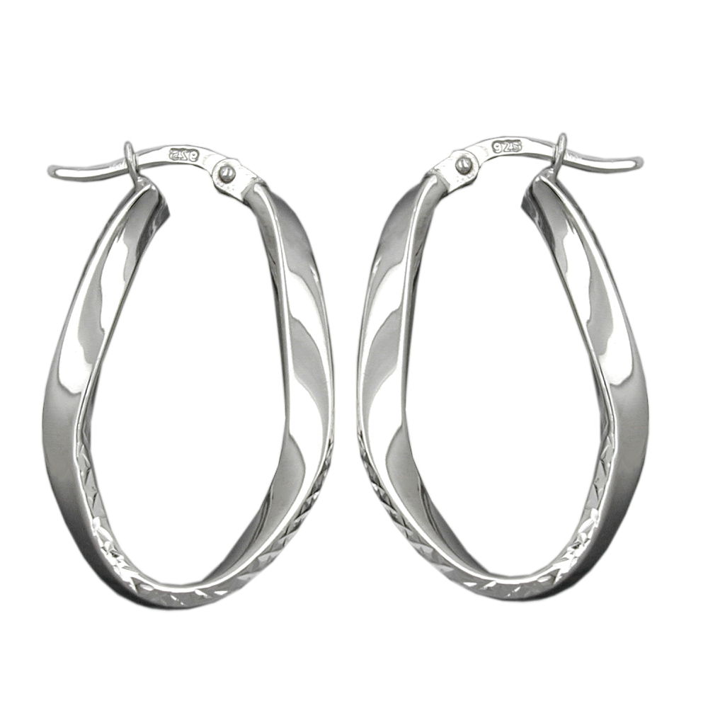 Boucles d'oreilles créoles ovales en argent 925
