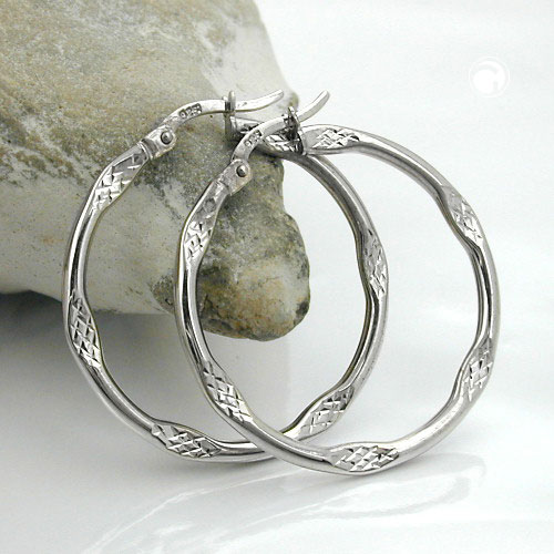 Paire de boucles d'oreilles argent sterling forme ovale
