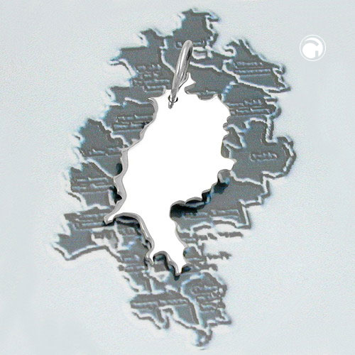 Bijou argent carte régionale Hesse pendentif 26x12,5mm