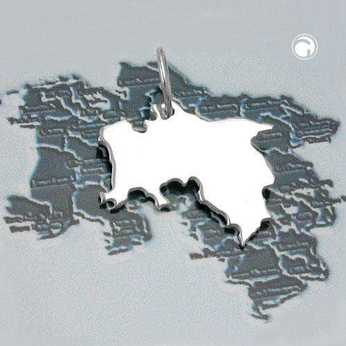 Pendentif argent sterling Basse-Saxe vue de profil surface mate