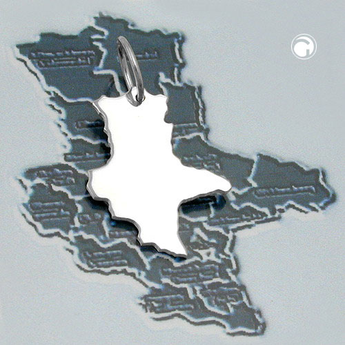 Pendentif argent sterling carte Allemagne Saxe-Anhalt vue de face