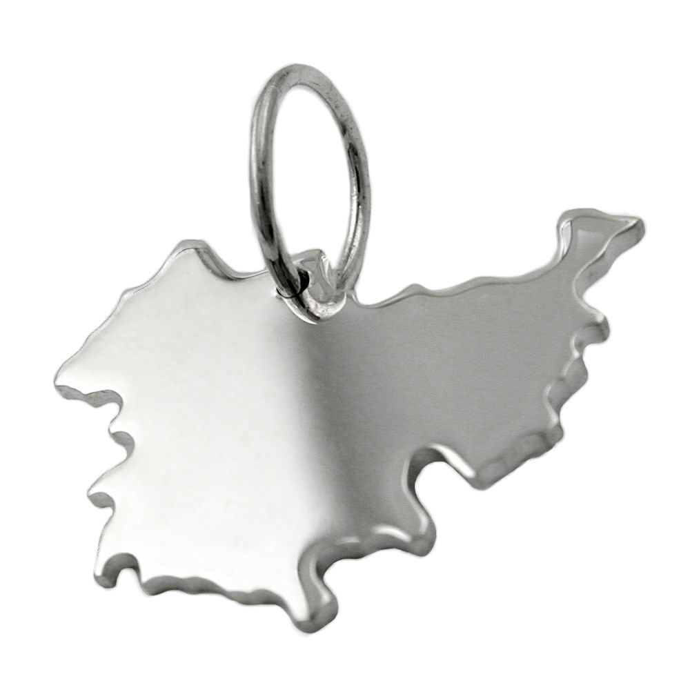 Pendentif en argent 925 représentant la Thuringe avec finition brillante et mate