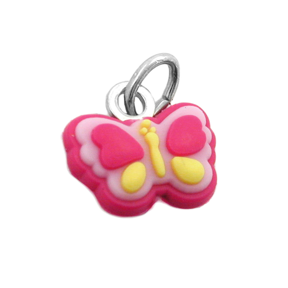 Pendentif argent 925 en forme de papillon rose