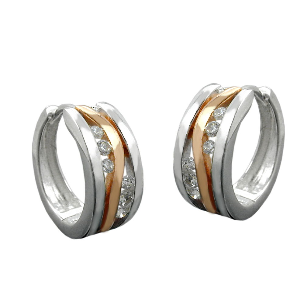 Boucles d'oreilles créoles argent 925 avec zirconium