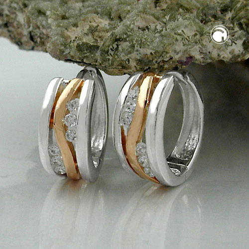 Cerceaux argent sterling zirconium boucles d'oreilles femme
