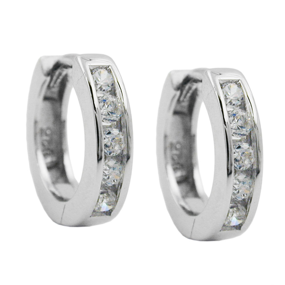 Boucles d'oreilles créoles argent 925 avec zirconium