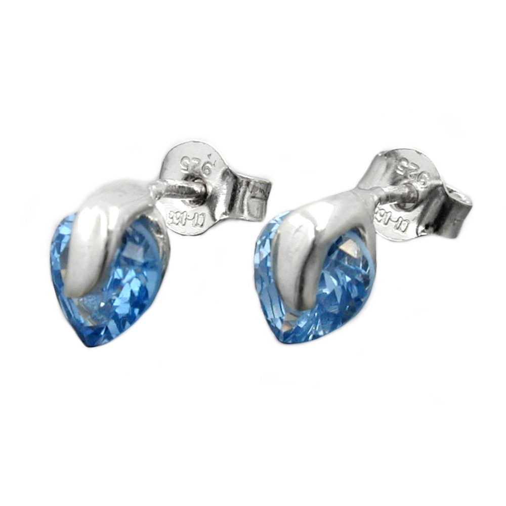 Boucles d'oreilles argent 925 avec aigue-marine synthétique