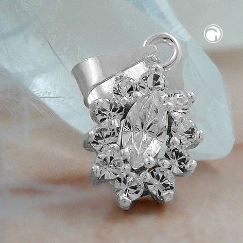 Bijou pendentif argent sterling cristaux blancs vue détaillée