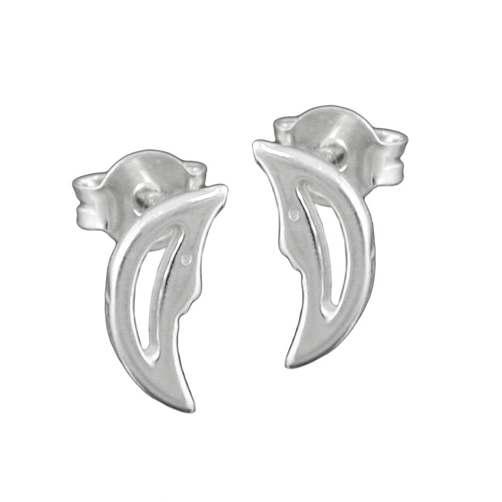 Boucles d'oreilles argent 925 en forme de croissant de lune avec visage