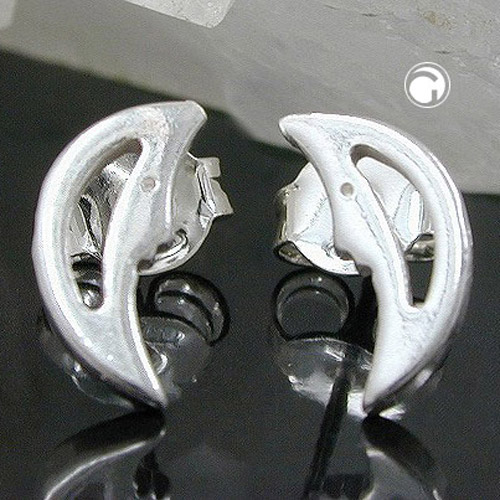 Paire de boucles d'oreilles argent sterling lune visage