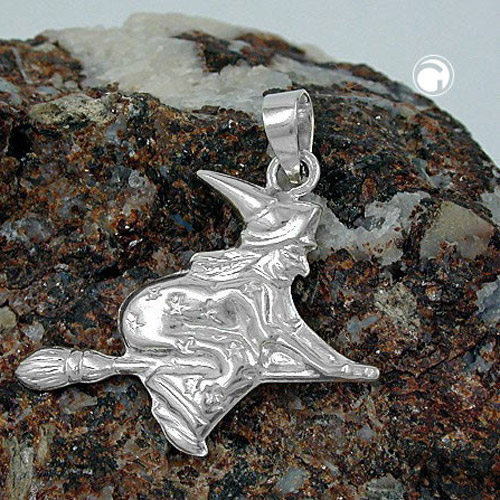 Pendentif argent sterling forme sorcière détail fin