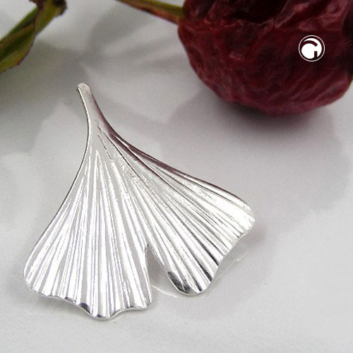 Bijou argent sterling forme feuille Ginkgo détail