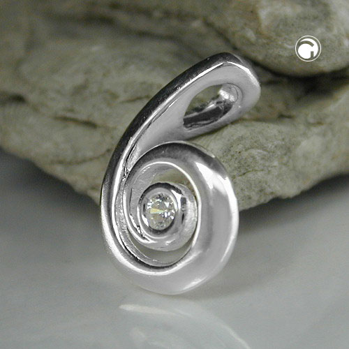 Bijou pendentif argent sterling motif spiralé zirconium