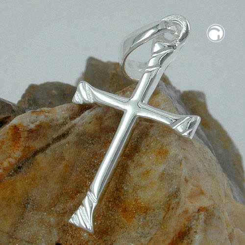 Croix argent sterling polie dos lisse vue arrière
