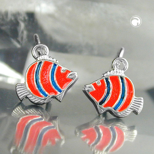 Paire de boucles d'oreilles argent sterling poisson clown avec fermoir à levier