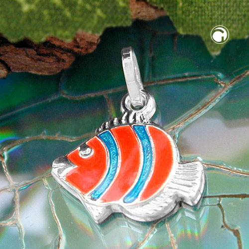 Bijou argent sterling forme poisson clown orange