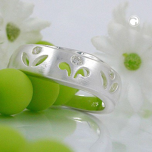 Bague argent sterling motif floral et zirconia brillants