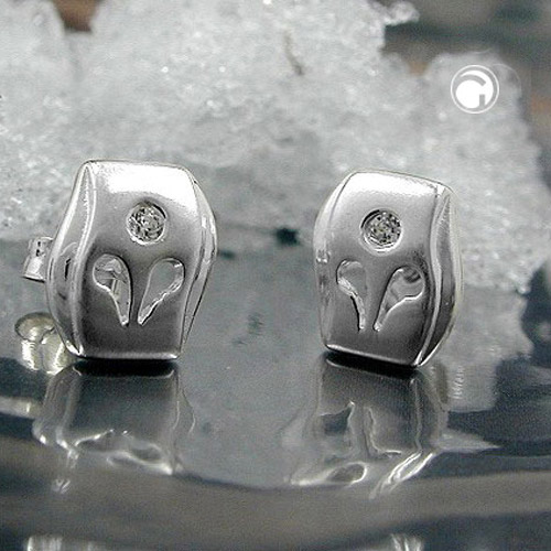 Paire de boucles d'oreilles puces argent sterling zirconium