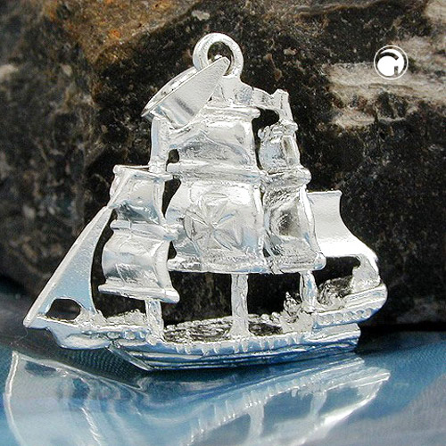 Pendentif argent sterling 925 de profil