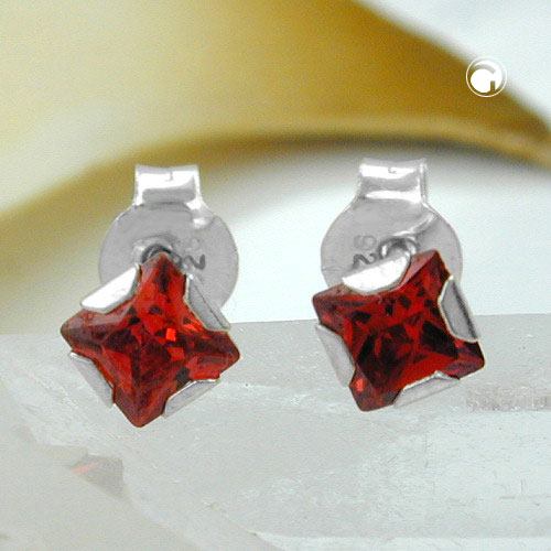 Paire de boucles d'oreilles argent sterling zirconium rouge orangé