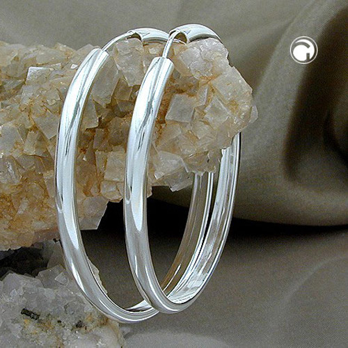 Paire de boucles d'oreilles argent ovales 53 mm