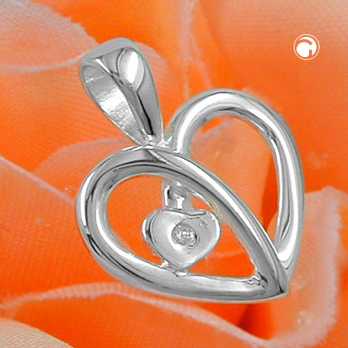 Bijou argent sterling forme cœur ajouré flèche zirconium