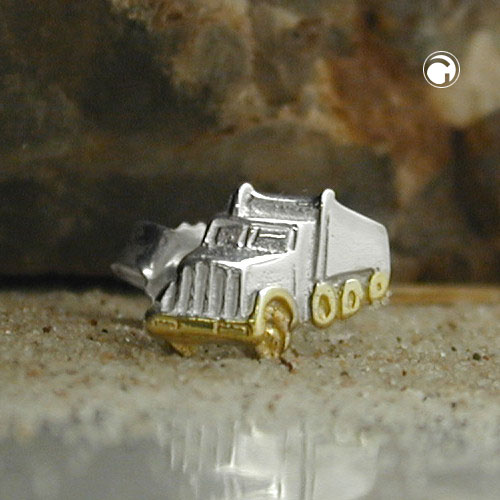 Boucle d'oreille argent sterling camion vue de profil