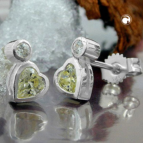 Paire de boucles d'oreilles argent sterling cristal cubique zircone vert