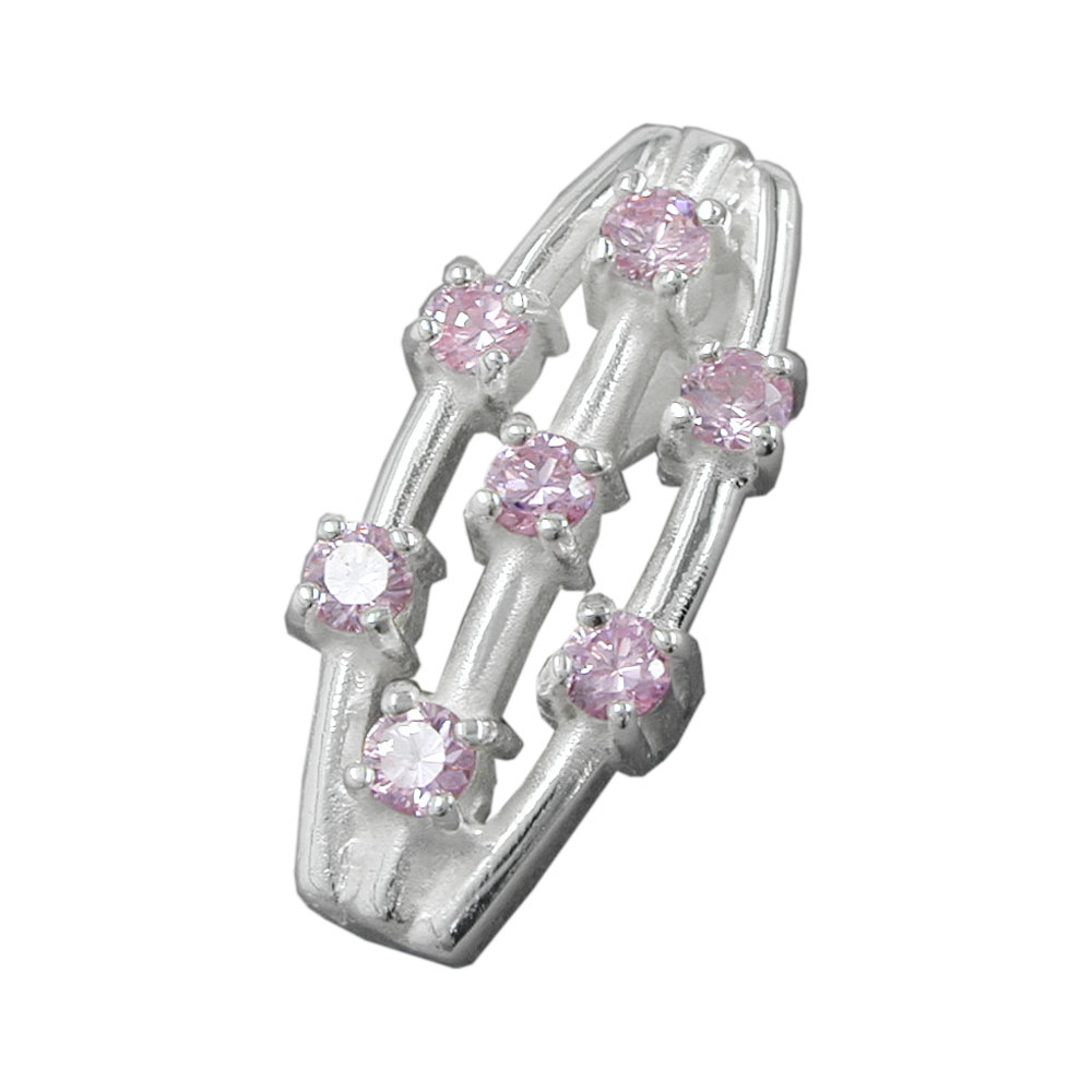 Pendentif argent 925 avec 7 zirconias rose clair, vue de face