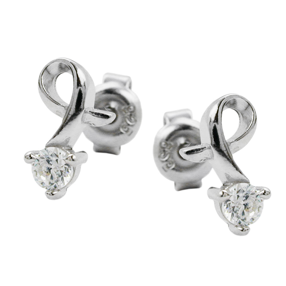 Boucles d'oreilles argent 925 avec zirconium, studs rhodiés