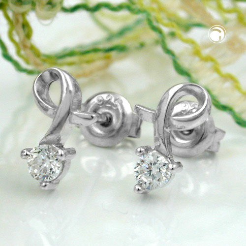 Paire de boucles d'oreilles argent zirconium, vue détaillée