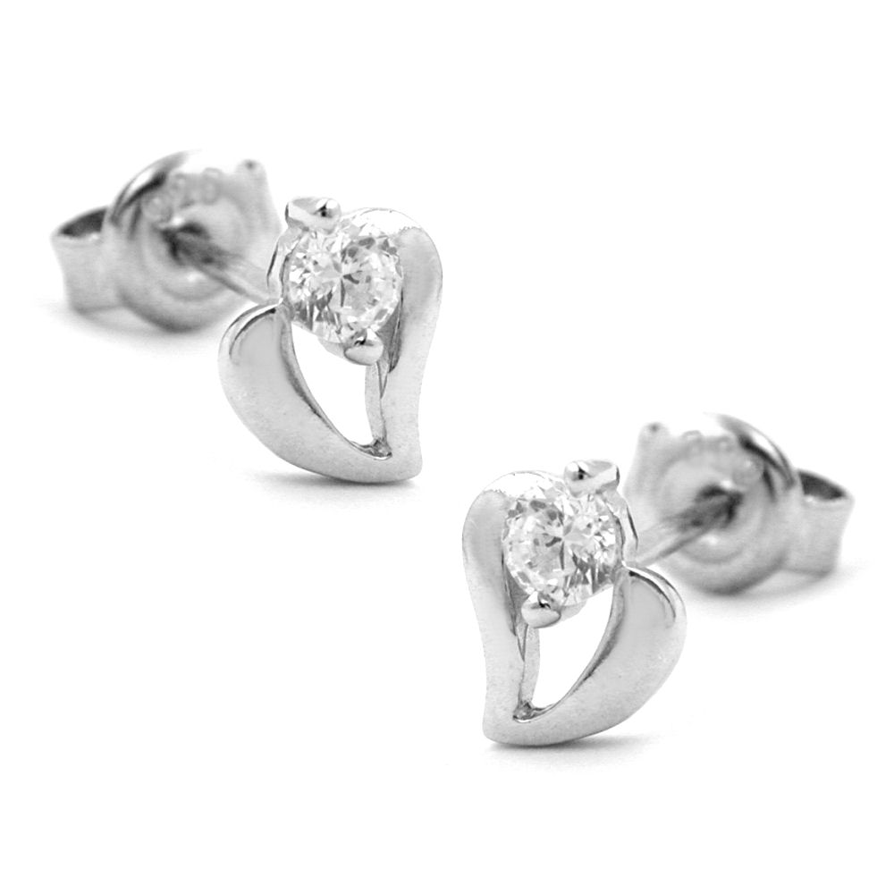 Boucles d'oreilles argent 925 coeur zirconia