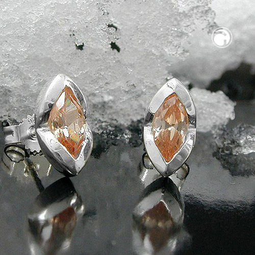Paire de boucles d'oreilles argent sterling et zirconium champagne