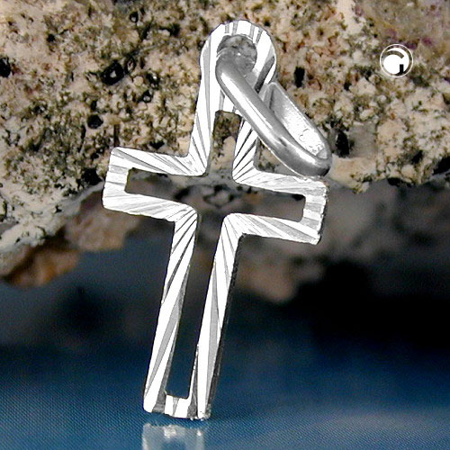 Croix argent sterling diamantée vue de face