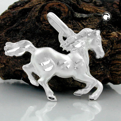 Pendentif cheval argent sterling vue de côté