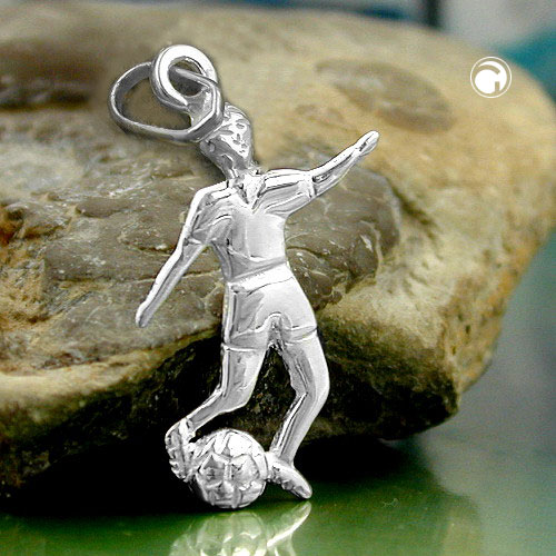 Bijou argent sterling forme footballeur, vue de face