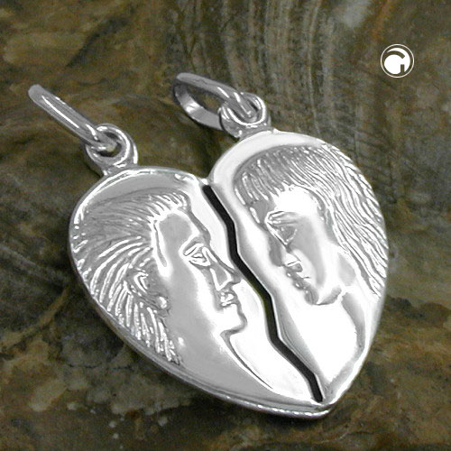 Pendentif argent sterling forme cœur avec deux œillets séparables