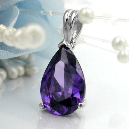 Collier argent pendentif améthyste zirconia vue de face