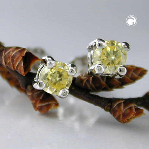 Clous d'oreilles argent sterling cristal jaune
