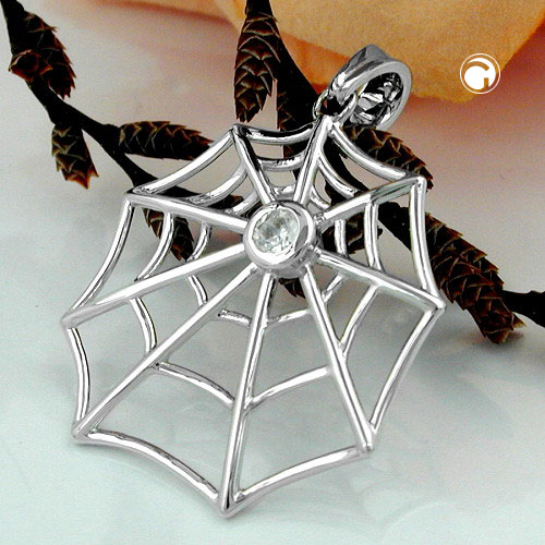 Bijou argent rhodié forme araignée avec zirconium