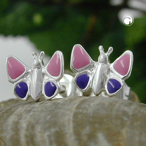 Paire de boucles d'oreilles argent sterling papillons 8mm