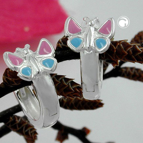 Paire de boucles d'oreilles argent sterling papillon vue de face