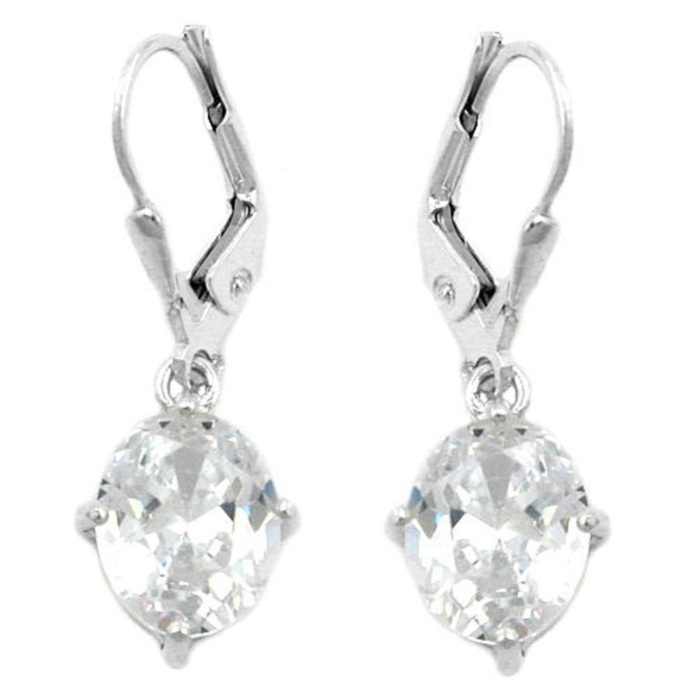 Boucles d'oreilles argent 925 zirconium blanc fermoir berlingot