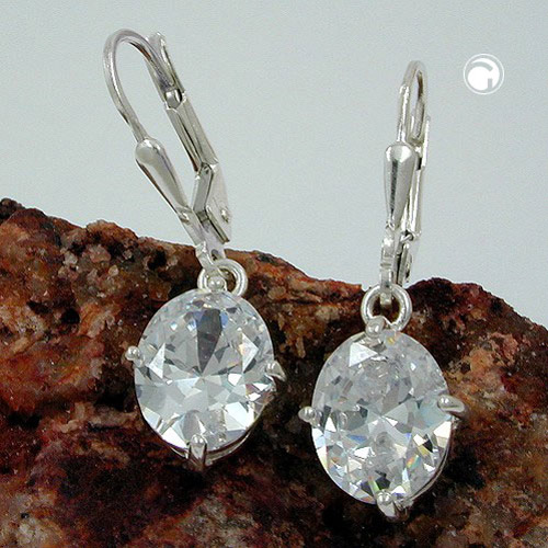 Paire de boucles d'oreilles argent sterling avec zirconium blanc