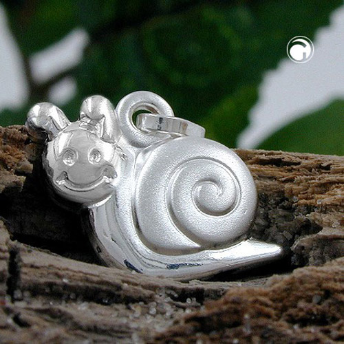 Bijou pendentif escargot en argent sterling, vue de profil