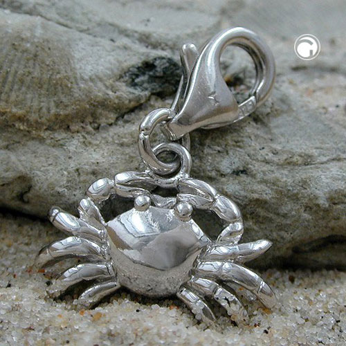 Pendentif crevette argent sterling rhodié vue de profil