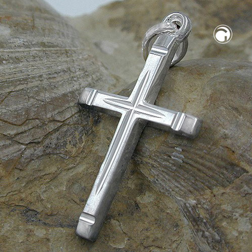 Croix pendentif en argent sterling sur fond neutre