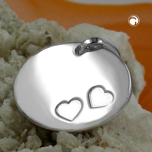 Bijou argent sterling pendentif deux cœurs vue rapprochée