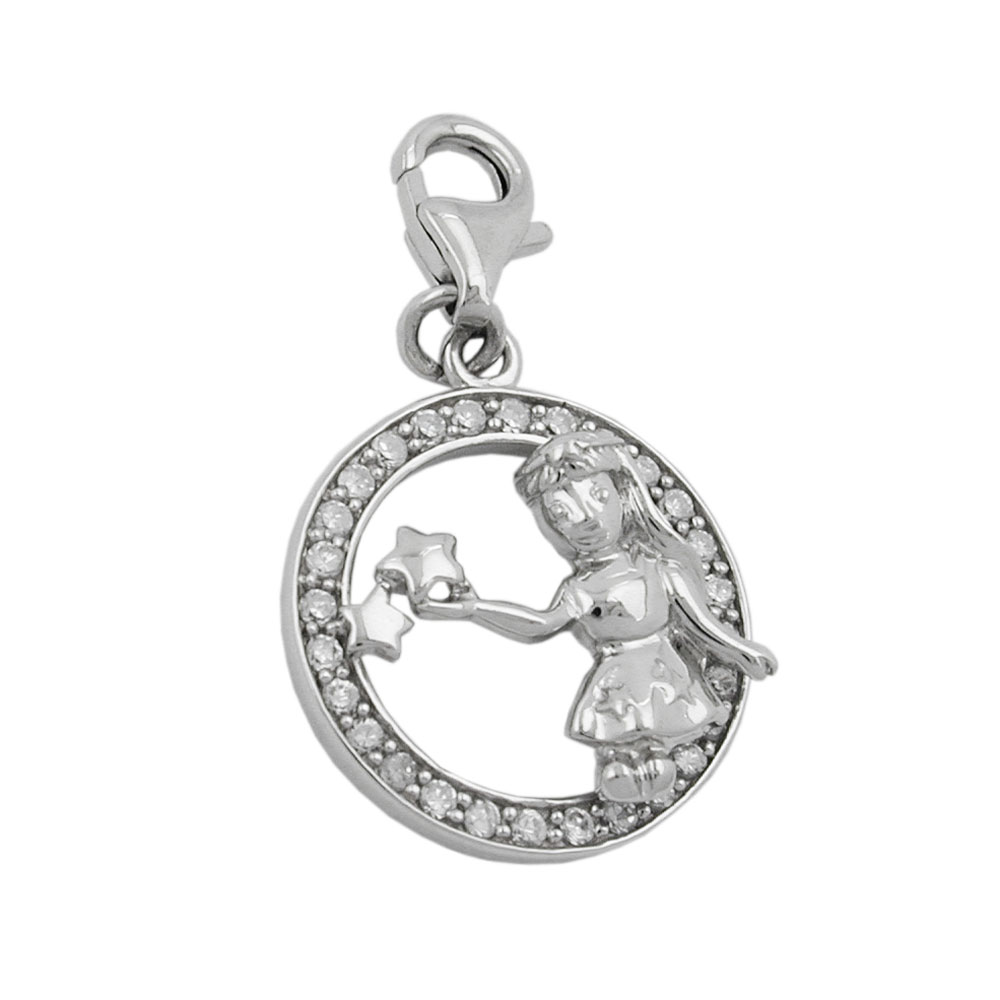 Pendentif argent 925 signe Vierge avec zirconias